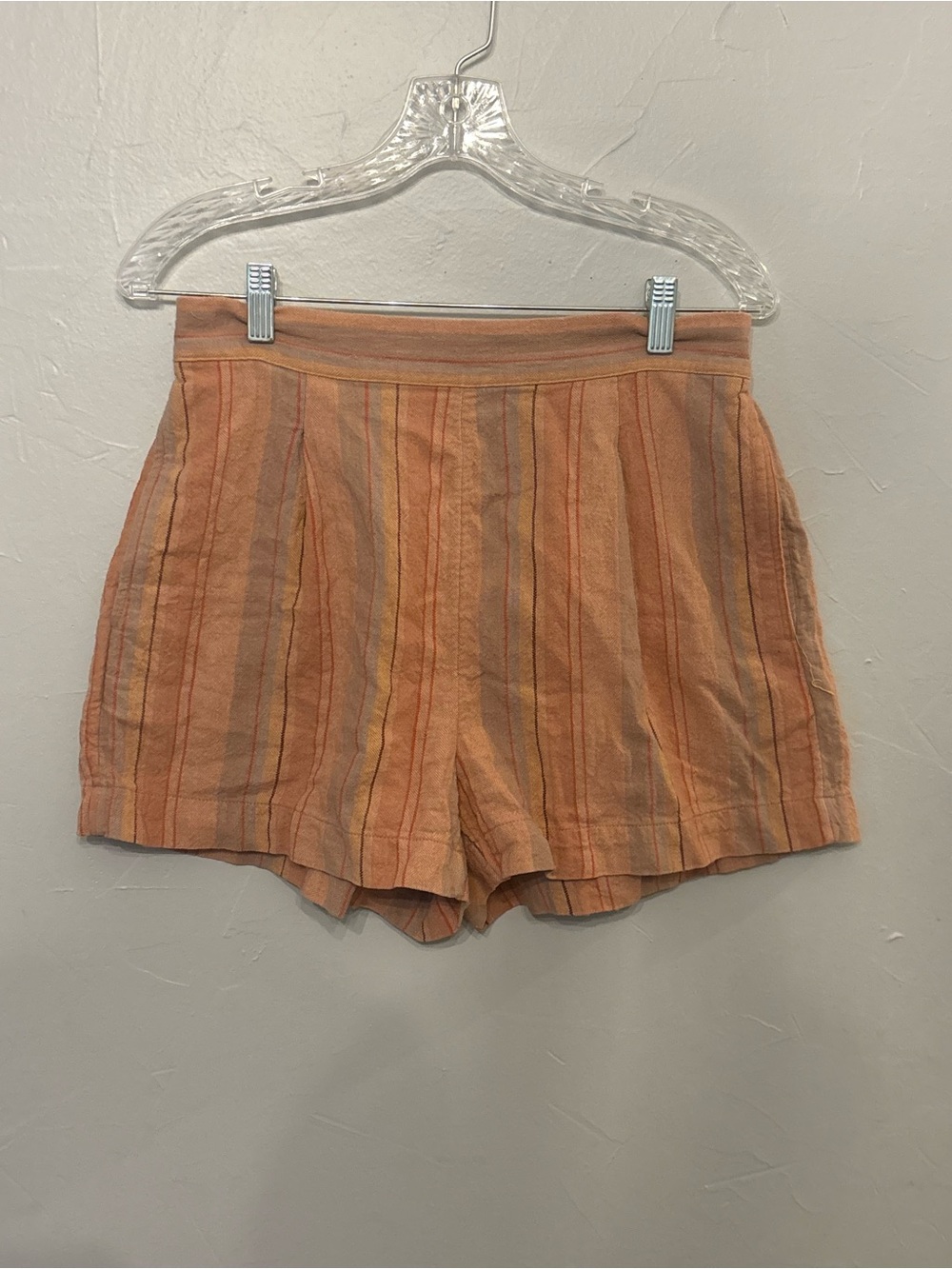 Madewell Peach Striped High-Waist Shorts